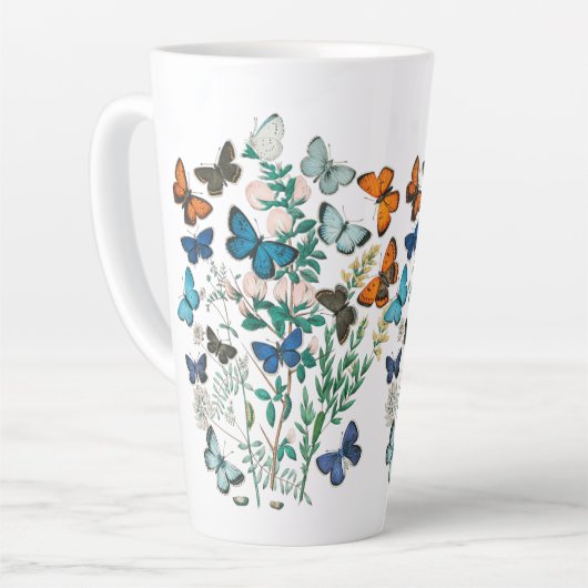 19e eeuw antiek vlinder moth illustratie latte mok (Linkerhoek)