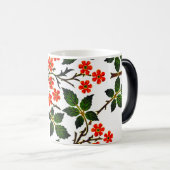 19e Eeuw Bloemenpatroon Bladgroen Roze Magische Mok (Voorkant rechts)