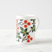 19e Eeuw Bloemenpatroon Bladgroen Roze Porselein Kop (Voorkant rechts)