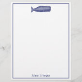  19e eeuw gestileerde walvis #1 N Blauw (Voorkant)