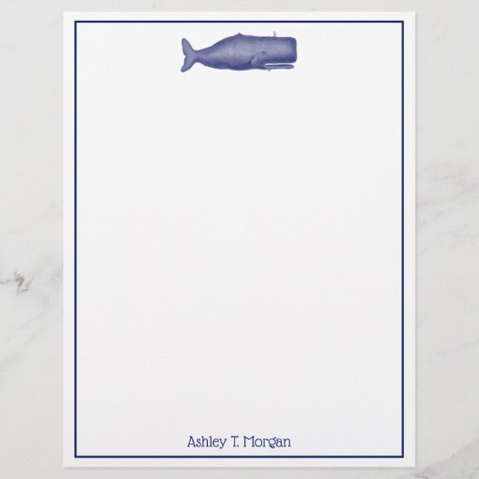  19e eeuw gestileerde walvis #1 N Blauw (Voorkant)