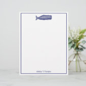  19e eeuw gestileerde walvis #1 N Blauw (Staand voorkant)