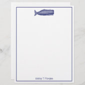  19e eeuw gestileerde walvis #1 N Blauw (Voorkant / Achterkant)