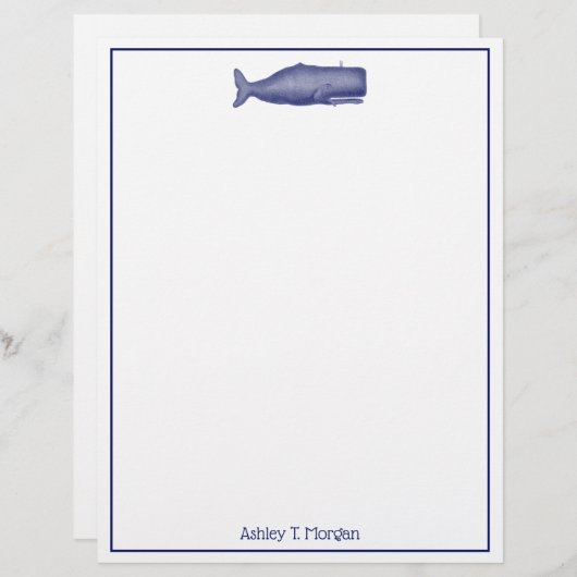  19e eeuw gestileerde walvis #1 N Blauw (Voorkant / Achterkant)