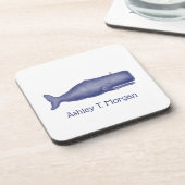  19e eeuw gestileerde walvis #1 N Blauw Bier Onderzetter (Linkerzijde)