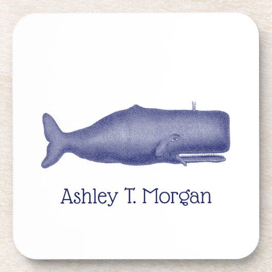  19e eeuw gestileerde walvis #1 N Blauw Bier Onderzetter (Voorkant)