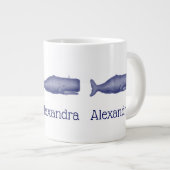 19e eeuw gestileerde walvis #1 N Blauw Grote Koffiekop (Voorkant rechts)