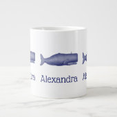 19e eeuw gestileerde walvis #1 N Blauw Grote Koffiekop (Voorkant)