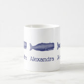 19e eeuw gestileerde walvis #1 N Blauw Koffiemok (Center)