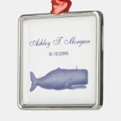 19e eeuw gestileerde walvis #1 N Blauw Metalen Ornament (Links)
