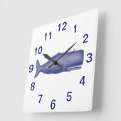  19e eeuw gestileerde walvis #1 N Blauw Vierkante Klok (Hoek)