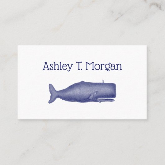  19e eeuw gestileerde walvis #1 N Blauw Visitekaartje (Voorkant)