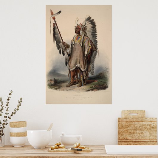 19e eeuw Indische hoofdvertegenwoordiger 36 x 24 P Poster (Keuken)