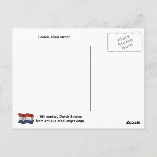 19e eeuw Leiden, hoofdstraat Briefkaart (Achterkant)