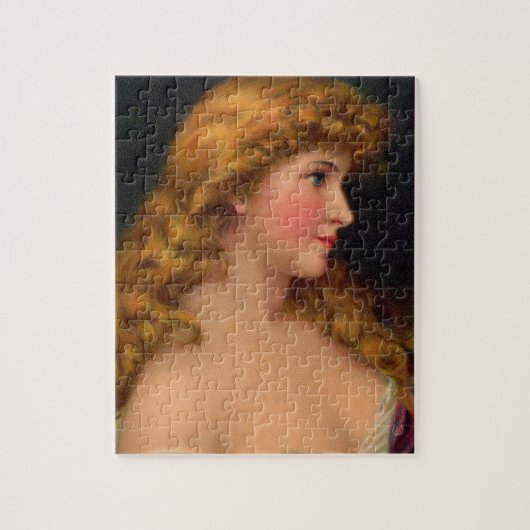 19e eeuw mooie vrouw met lang haar legpuzzel (Verticaal)