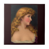 19e eeuw mooie vrouw met lang haar tegeltje (Voorkant)