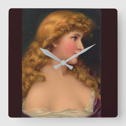 19e eeuw mooie vrouw met lang haar vierkante klok (Voorkant)