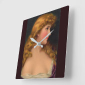 19e eeuw mooie vrouw met lang haar vierkante klok (Hoek)