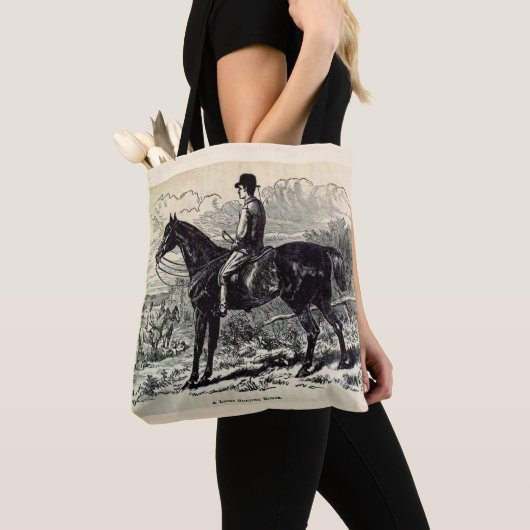 19e eeuw print A Light Hunting Horse Tote Bag (Dichtbij)