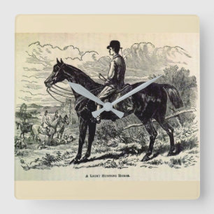 19e eeuw print A Light Hunting Horse Vierkante Klok