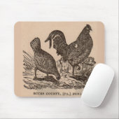 19e eeuw print Bucks County fowls kippen Muismat (Met muis)