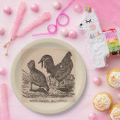 19e eeuw print Bucks County fowls kippen Papieren Bordje (Feest)