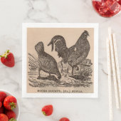 19e eeuw print Bucks County fowls kippen Servetten (Insitu)