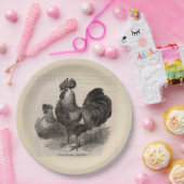 19e eeuw print grijs Engelse dorkings kippen Papieren Bordje (Feest)