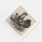 19e eeuw print grijs Engelse dorkings kippen Servet (Hoek)