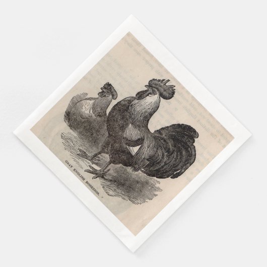 19e eeuw print grijs Engelse dorkings kippen Servet (Hoek)