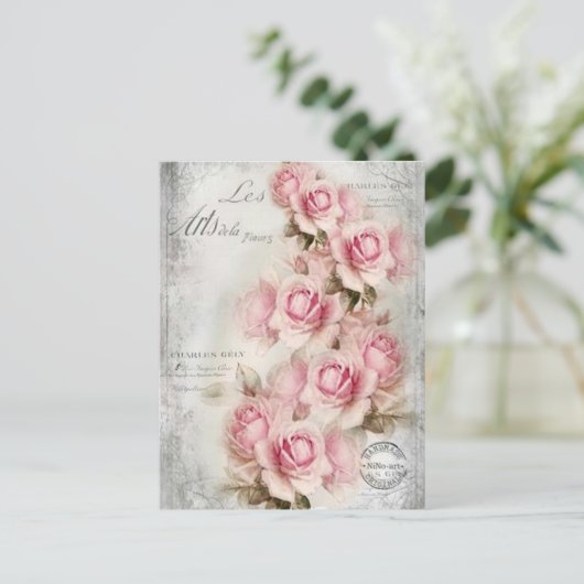 19e eeuw Roos Briefkaart (Staand voorkant)