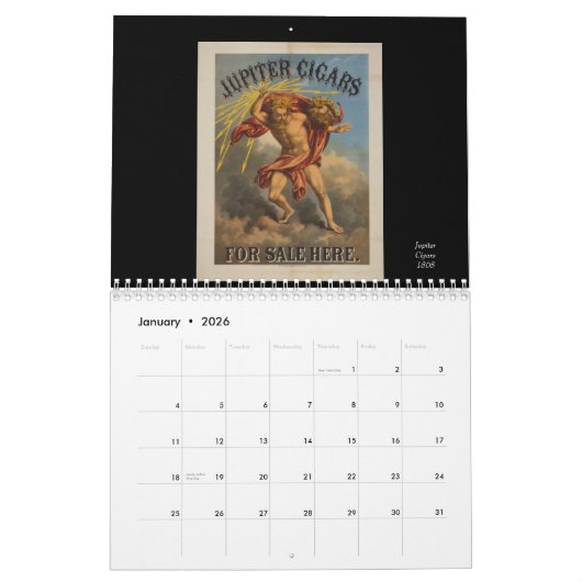 19e eeuw Tabakslabels Kalender (Jan 2026)