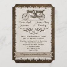  19e eeuw Tandem Bicycle Wedding Invite