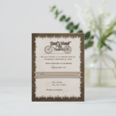 19e eeuw Tandem Bicycle Wedding RSVP (Staand voorkant)