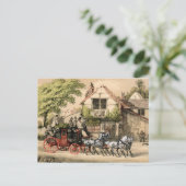 19e eeuw Victoriaans Stagecoach Briefkaart (Staand voorkant)