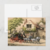 19e eeuw Victoriaans Stagecoach Briefkaart (Voorkant / Achterkant)