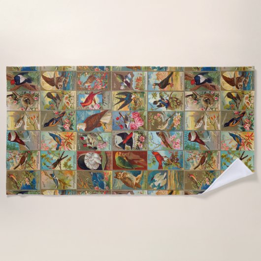 19e eeuw vogels in Amerika Strandlaken (Voorkant)