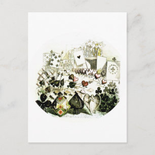 19e eeuw Wonderland-esque Woodcut Briefkaart