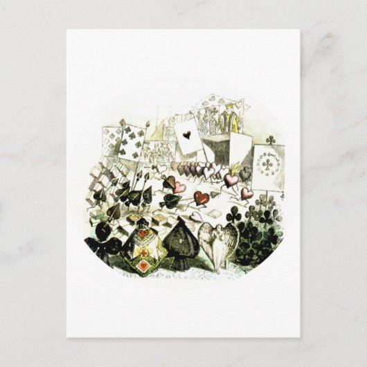 19e eeuw Wonderland-esque Woodcut Briefkaart (Voorkant)