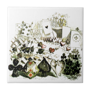 19e eeuw Wonderland-esque Woodcut Tegeltje