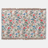  19e eeuws bloemenpatroon blauw groen rood deken (Voorkant)