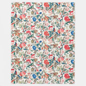19e eeuws bloemenpatroon blauw groen rood fleece deken (Voorkant)