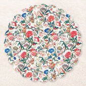  19e eeuws bloemenpatroon blauw groen rood kartonnen onderzetters (Voorkant)