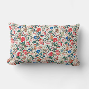  19e eeuws bloemenpatroon blauw groen rood kussen