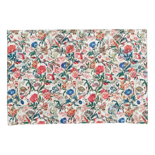  19e eeuws bloemenpatroon blauw groen rood kussensloop (Voorkant-Rechts)