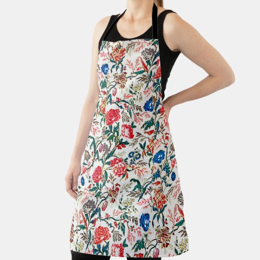  19e eeuws bloemenpatroon blauw groen rood schort (Insitu)