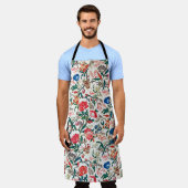  19e eeuws bloemenpatroon blauw groen rood schort (Gedragen)
