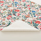  19e eeuws bloemenpatroon blauw groen rood sherpa deken (3/4)