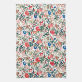  19e eeuws bloemenpatroon blauw groen rood theedoek (Verticaal)