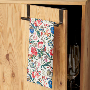  19e eeuws bloemenpatroon blauw groen rood theedoek